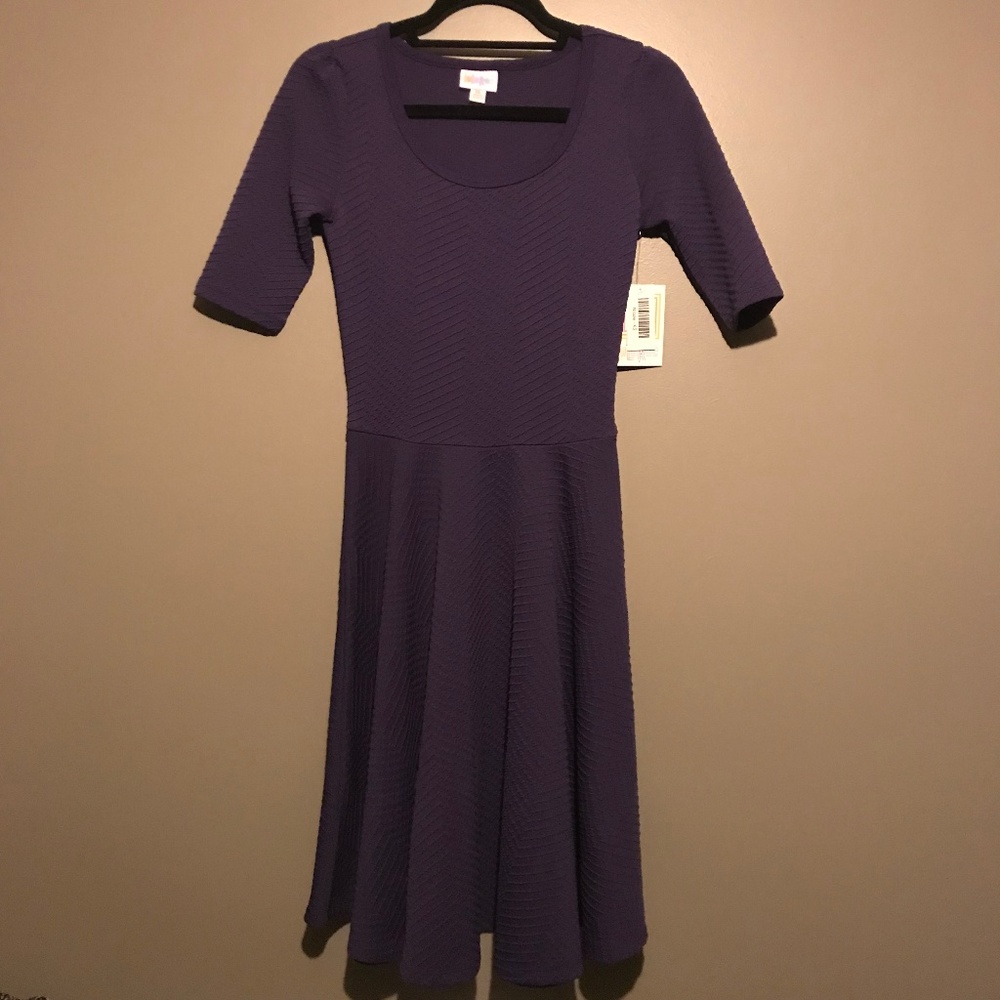 NWT LuLaRoe Purple Textured Fabric XS Nicole Dress